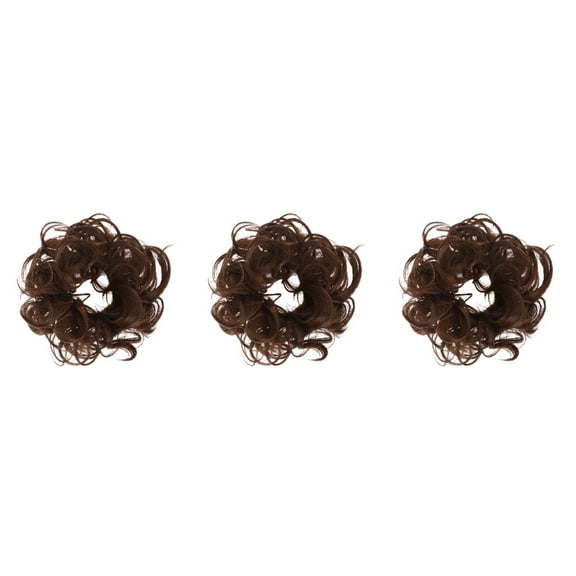 Masteelf 3pcs Hair Twirl Piece Messy Bun Curly Ponytail Extensions Scrunchie High Temperature Chemical Fiber Wig (8#)