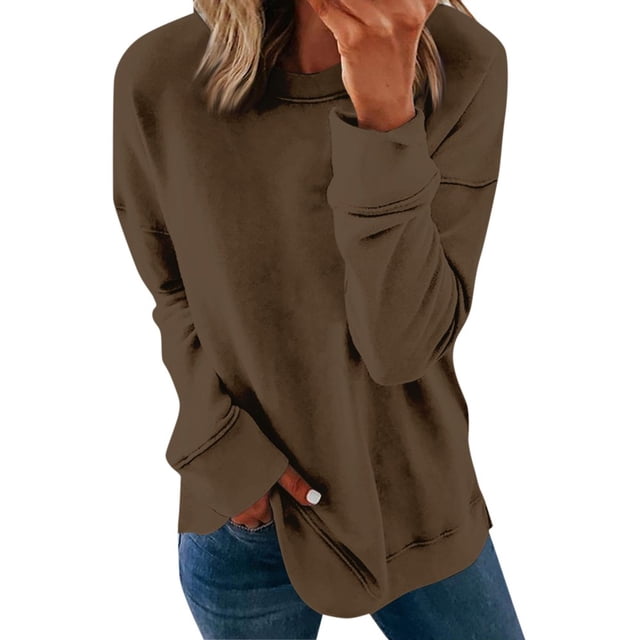 Chemises de Compression à Manches Longues pour Femmes à Col Rond Uni Plus Sweat-Shirt Oversize Ample Pulls à la Mode des Hauts Légers pour les Femmes de Grande Taille Gris