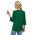 thumbnail image 6 of WIHOLL Womens Tunic Tops 3/4 Length Sleeve Blouses for Spring Summer Business Casual Side Slit Crewneck Outfits, 6 of 11