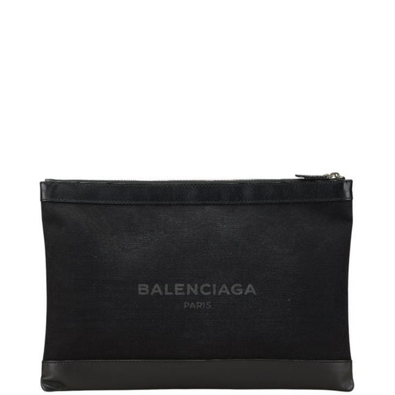 Pre-Owned Balenciaga Navy Clip L Clutch Bag 373840 in Black Canvas and Leather for... (Good)