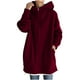 thumbnail image 2 of ICHUANYI Clearance Women's Solid Color Hoodie Zipper Long Sleeve Sweatshirts Long Coat Tops With Pockets(Wine, XL) ICHUANYI WER2023080813261, 2 of 7