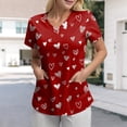 thumbnail image 2 of NIEWTR Women's V Neck Patterned Scrub Tops Breathable Medical Work Tunics with Pockets Stretch Fabric(Wine,2XL), 2 of 5