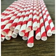 thumbnail image 3 of Pailles en Papier Rayées Rouges et Blanches de 7,75 Pouces, Pailles Jetables Biodégradables 500 Unités, 3 of 4
