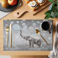 thumbnail image 2 of Gray Elephants Placemats Set of 4 Modern Vintage Elephants Blowing Bubbles Place Mats Indoor Wipeable Table Mats Washable Cloth Dining Table Placemats for Kitchen Holiday Party Home Decor 13x19 Inch, 2 of 9