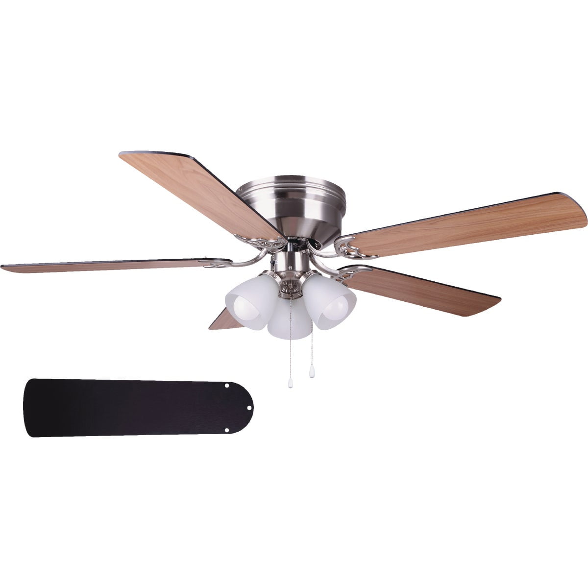 Red Accent 52 in Retro Ceiling Fan Nickel Light Kit Home Office Hallway Lighting 