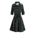 thumbnail image 1 of TIMIFIS Robes d'Automne Femmes Manches Longues Motif à Carreaux Tunique Hauts Chemise Robe Décontractée Robes de Retour à la Maison, 1 of 6
