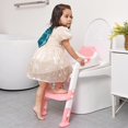 thumbnail image 2 of Asiento para ir al baño SKYROKU con taburete y escalera, color rosa, 2 of 7