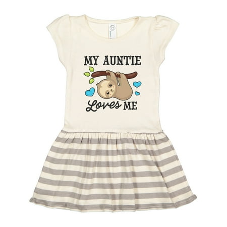 

Inktastic My Auntie Loves Me with Sloth and Hearts Gift Toddler Girl Dress