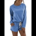 thumbnail image 3 of Conjunto Deportivo de Dos Piezas para Mujer, Traje Informal de Gran Tamaño, Ropa Deportiva, Ropa de Otoño. Azul L, 3 of 9