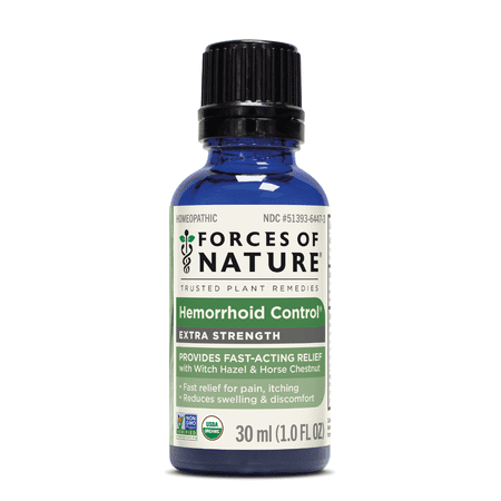 Forces of Nature Hemorrhoid Control Extra Strength 30ml Value Size, Natural, Organic Relief for Pain, Itching, Swelling Symptoms