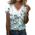 thumbnail image 1 of Gvmfive Women Plus Size Short Sleeve V Neck Lace Tops Tunic Blouse, 1 of 3