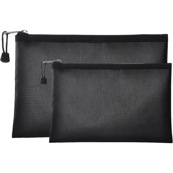 Fireproof Safe Money Document Bags - 2 Pack 13.4" x 9.8" and 10.6" x 6.7" Waterproof Zipper Bag,Fire & Water Resistant Storage Organizer Pouch for A4 A5 Documents Holder,File,Cash,Passport,Tablet