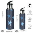 thumbnail image 2 of Stars Blue Cute Sports Bottle with Straw Stainless Steel Water Jug Portable Thermal Cup Leak-proof 600ML, 2 of 9