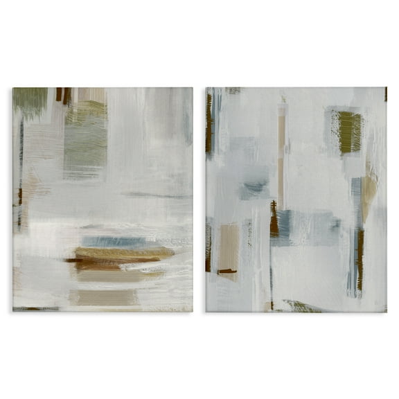 Stupell Industries Sophisticated Soft Abstraction Abstract Painting Wrapped Canvas Art Print Wall Art, 16 x 20, Set of 2