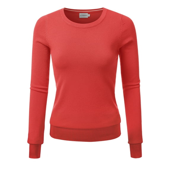 JJ Perfection Women's Long Sleeve Crew Neck Pullover Sweater with Plus Size