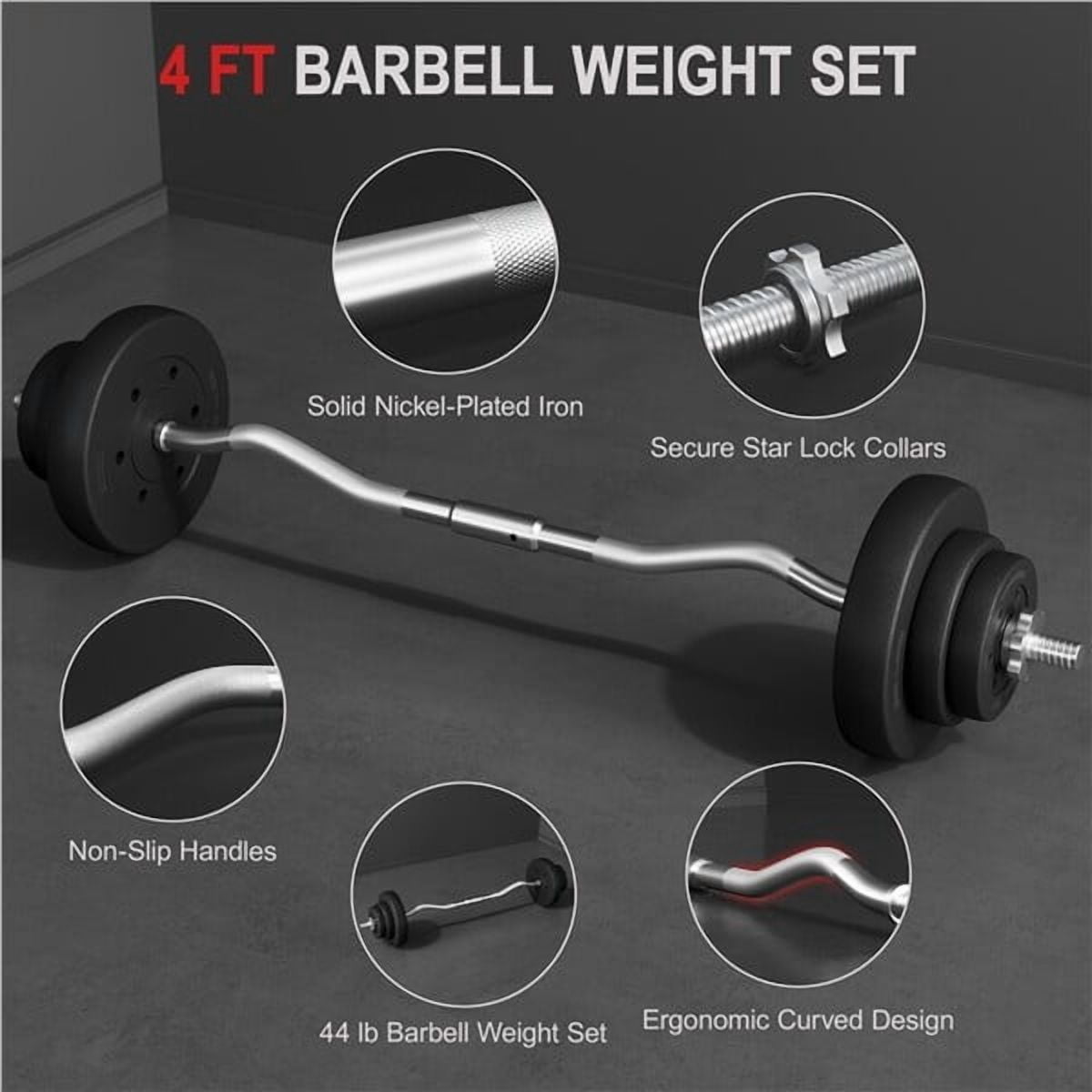 LINJH 44lbs Weights Barbell Weight Set Olympic Curl Bar with Weights for Home Gym