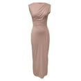 thumbnail image 3 of Women's Ruched Bodycon Dress Summer Casual Sleeveless Back Slit Elegant Club Evening Party Maxi Dresses plus Size Petite Long Dresses for Women Evening Formal Dresses for Wedding Guest plus Size Pearl, 3 of 4