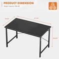 thumbnail image 3 of Computer Office Desk 48 Inch Student Study Writing Work with Metal Frame Wood Tabletop Modern Simple PC Home Bedroom Table - Basic Black, 3 of 7
