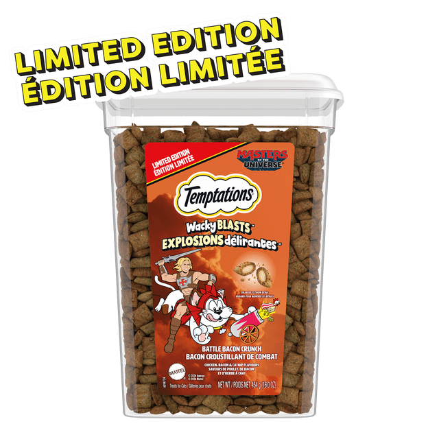 Temptations Wacky Blasts Cat Treats, Cluckin’ Bacon Flavour, 454g Tub