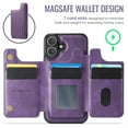 thumbnail image 3 of Dteck for iPhone 16 Magnetic Case with Detachable Wallet Card Holder, Compatible with MagSafe, RFID Blocking Credit Slots Kickstand Shockproof Phone Cover for Women Men,Purple, 3 of 6