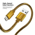thumbnail image 4 of Powertek Luxe 6ft USB-A to Lightning Cable, Gold, Fast Charge & Sync, Metallic Mesh PVC Jacket, Durable Tangle-Free Design, 4 of 8