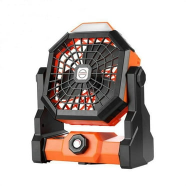 Camping Fan with LED Light, 7800MAh Portable Rechargeable Battery Operated Outdoor Tent Fan with LED Night Light Orange