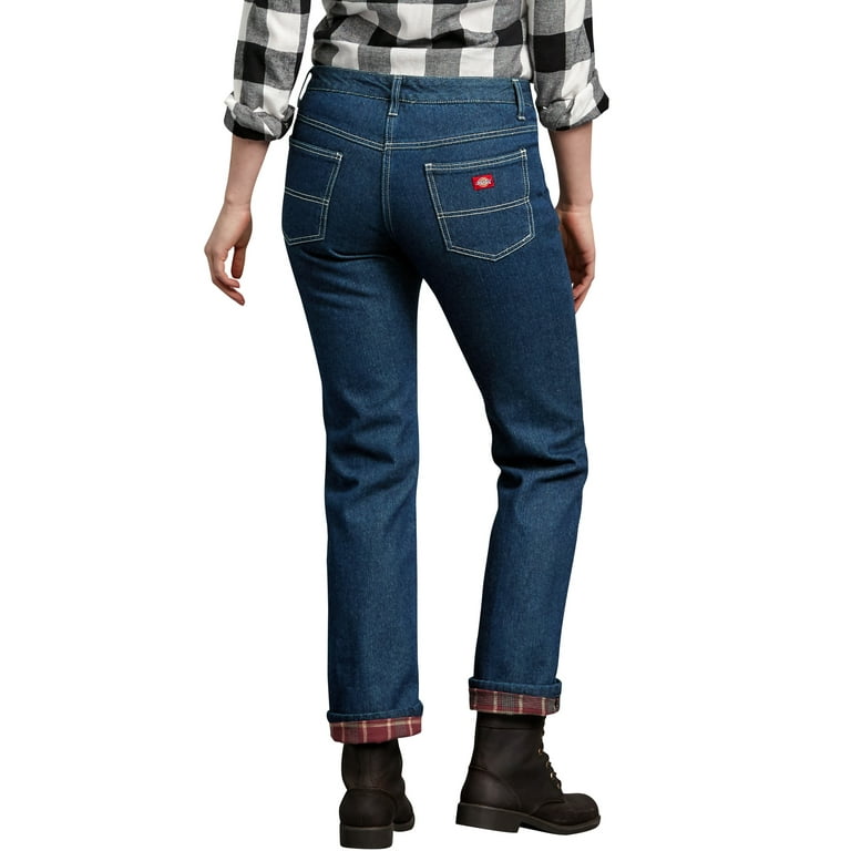 Dickies Women s Relaxed Fit Straight Leg Flannel Lined Denim Jeans