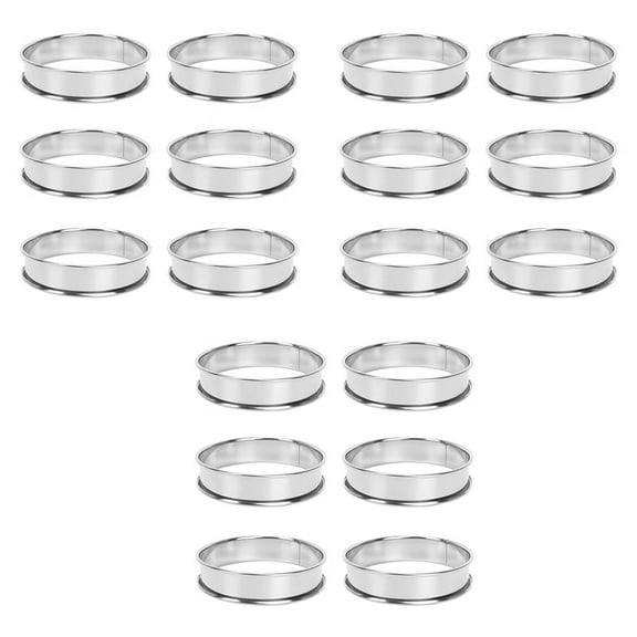 18 PCS Cooking Round Cake Ring Mold, Stainless Steel Muffin Tart Rings, Molds Double Rolled Crumpet Circular Pastry