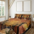 thumbnail image 2 of Ambesonne Autumn Fitted & Top Sheet Set with Shams, Pathway in the Woods, Orange Brown, 2 of 5