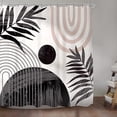 thumbnail image 2 of Abstract Black Mid Century Shower Curtain for Bathroom Decor 72Wx72H Inches Modern Tropical Plant Leaf Minimalist Geometric Pink Arch Aesthetic Fabric Waterproof Polyester 12 Pack Hooks, 2 of 6