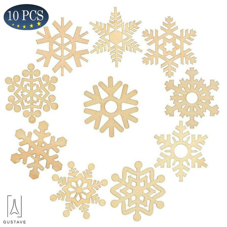 Gustave 10Pcs Christmas Wooden Snowflakes Ornaments DIY Crafts Wood  Snowflake Hanging Embellishments for Chrismas Tree Xmas Home Party  Decorations 10PCS 