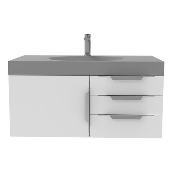 Thames 36" Soild Surface Bath Black Vanity Set - Black Top In Brushed Nickel