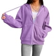 thumbnail image 1 of Veste à Capuche Décontractée pour Femmes à Manches Longues Zippée Solide Outwear avec Poches Sweat Automne, 1 of 2