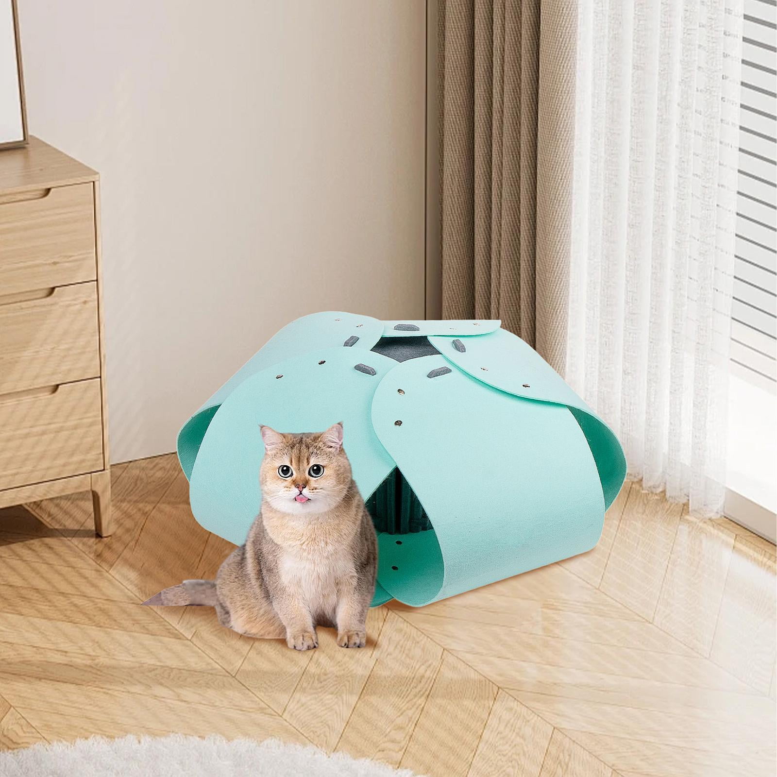 Fzaqwen Semi Enclosed Cat Tunnel Bed Soft Lightweight Cat Tent for Cats Kitten Snooze light blue