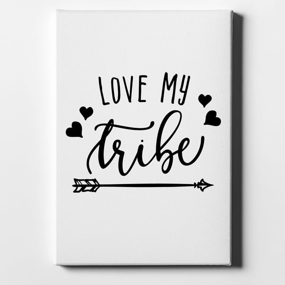 Love My Tribe - Black Arrow - 8" x 10" - Decorative Canvas Wall Art - White Edge - 5/8" Gallery Wrapped