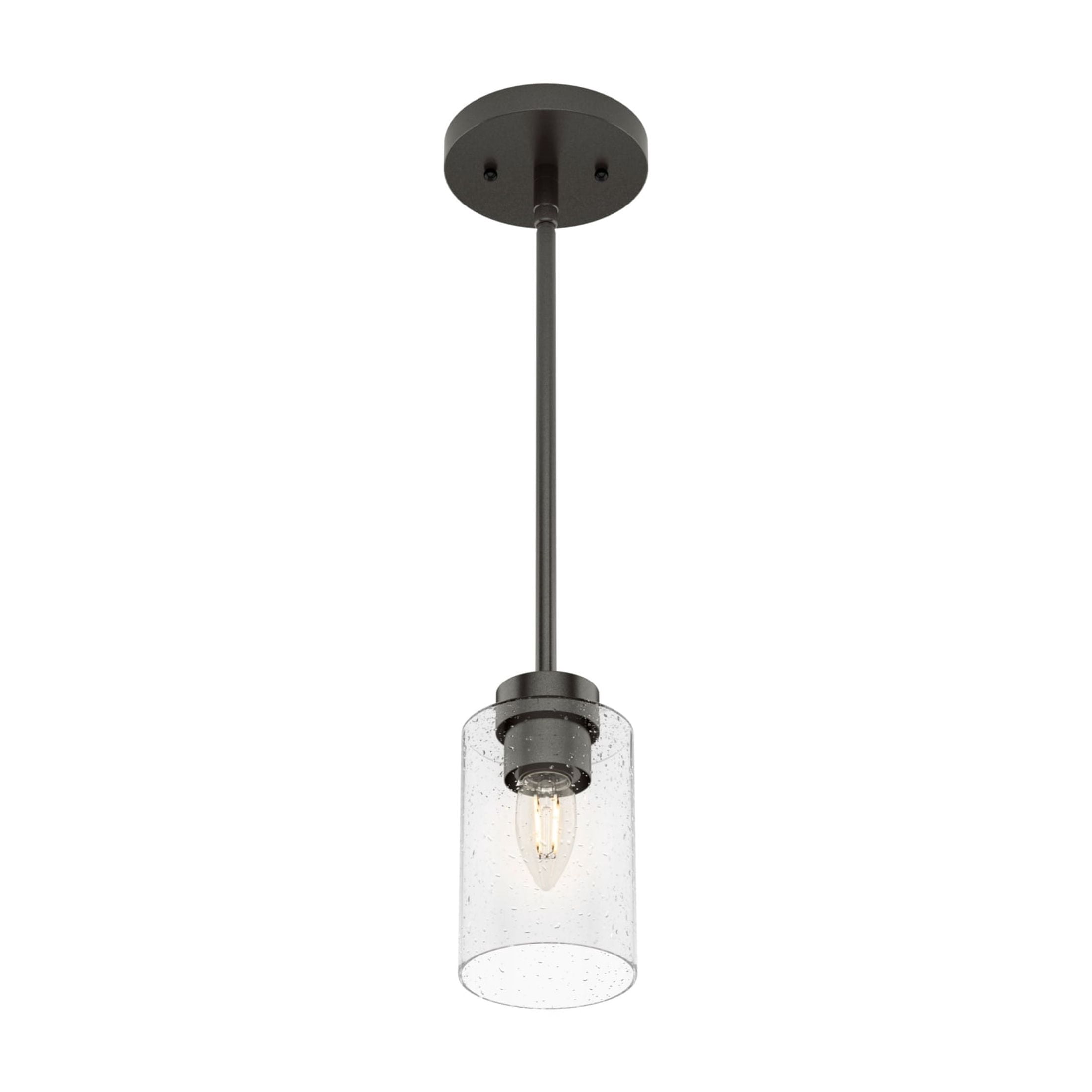 Hunter - Hartland 1-light Noble Bronze, Mini Pendant Light, Dimmable, Casual Style, Cylinder Shaped, for Bedrooms, Dining, Living Rooms - 19013