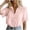 *Pink, variant on Women's Lace Trim Puff Sleeve Button Down Blouse, Ladies' Collared V-Neck Shirt, Summer Boho Lightweight Top For Women,Light Blue,S-2XL