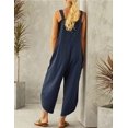 thumbnail image 4 of Salopette Ajustable Sans Manches en Coton et Lin pour Femmes, Ample, avec Poches, 4 of 6