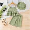 thumbnail image 2 of Toddler Baby Girls Summer Outfit Sleeveless Lace Embroidery Clothes Toddler Kids Tank Tops Bell-bottom Pants Set, 2 of 9