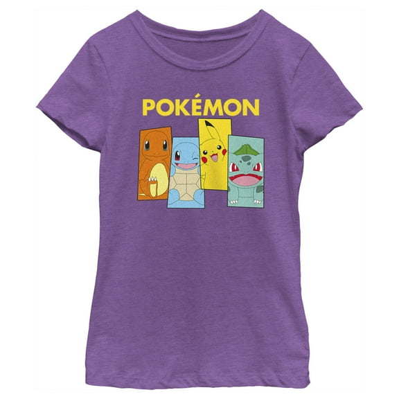 Girl's Pokemon Character Boxes Graphic Tee Purple Berry Medium