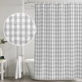 thumbnail image 5 of Extra Long Shower Curtain 72x96 Inch, Buffalo Plaid Shower Curtain Waterproof Bathroom Decor, Farmhouse Grey Checkered Vintage Rustic Fabric Bath Curtain Set Accessories with Hooks, 5 of 7