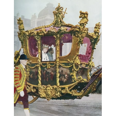 

Their Majesties King George V And Queen Mary In The Historic State Coach. From The Illustrated London News Silver Jubilee Record Number 1910