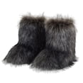thumbnail image 2 of Botas Invierno A Media Pantorrilla Nieve Peludas Mujeres Fuzzy Fluffy Punta Redonda Cálido Cómodo Zapatos Planos Al Aire Libre, 2 of 8