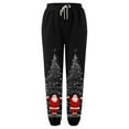 thumbnail image 4 of Fiaer Christmas Sweatpants Women Santa Printed Trendy Lace up Xmas Pants Plus Size Loose Fit Comfy Holiday Trousers with Pocket Black L, 4 of 5