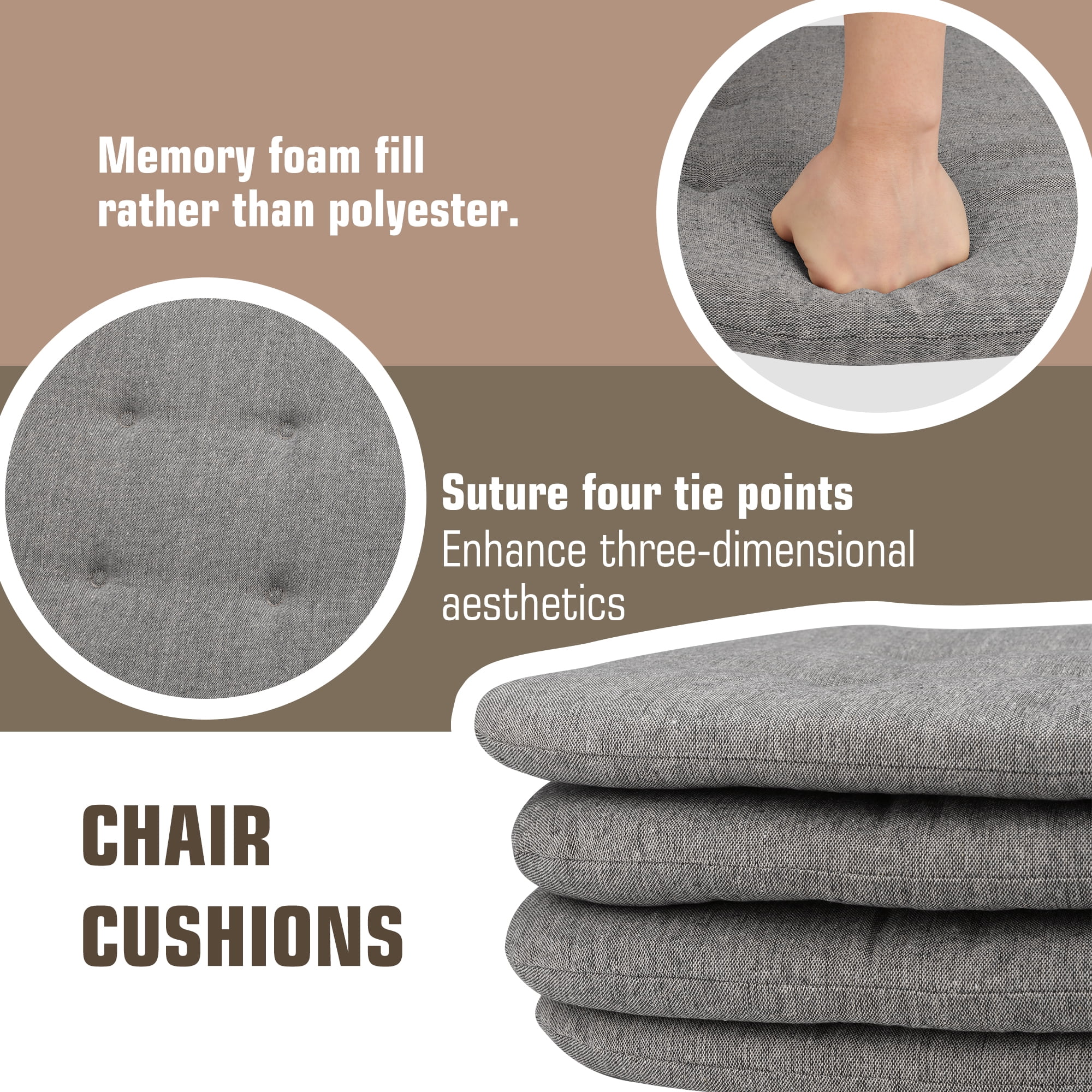 SAYFUT Outdoor Seat Pads Seat Cushions Solid Waterproof Patio Seat Chair Cushions 17 x 16 Rounded Square Patio Cushions