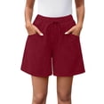 thumbnail image 2 of Hurxie Womens Shorts Lightweight Bermuda Shorts for Women Casual 5 Inch Inseam Summer Linen Shorts with Pockets Wine,L, 2 of 8