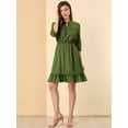 thumbnail image 3 of INSPIRE CHIC Robe Évasée Smockée à Ourlet Volanté Manches 3/4 pour Femmes, 3 of 6