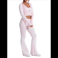 thumbnail image 2 of Conjunto de Dos Piezas de Punto para Mujer: Suéter de Larga con Cremallera, Sudadera Corta con Capucha y Pantalón Acampanado. Rosa S, 2 of 8