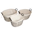 thumbnail image 1 of Cheung  Lined Metal Wire Oval Basket with Handle, Set of 3, 1 of 1