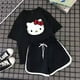 thumbnail image 2 of Traje deportivo Simple de dibujos animados de Hello Kitty para niña, camiseta de manga corta informal suelta, pantalones cortos de tres puntos a la moda para estudiante de verano, 2 of 3